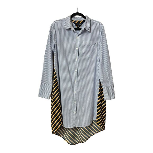 Tommy Hilfiger Womens Size Small Mixed Media Multicolor Button Down Shirt Dress - Picture 1 of 5